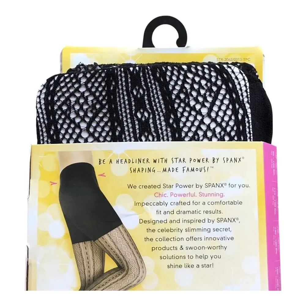 SPANX Star Power Center Stage Double Diamond Stripe Shaping Tights Black Size C